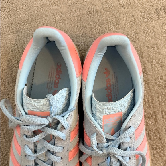 adidas Women's Light Blue and Coral Sambas - Picture 7 of 7